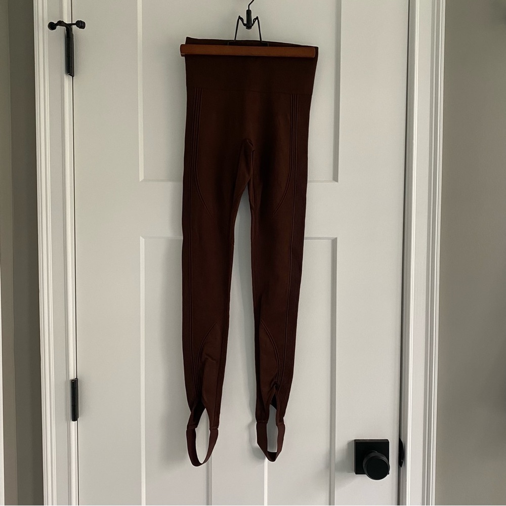 Alala Brown Ribbed Stirrup Leggings